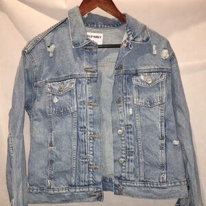 Old Navy Jean Jacket | Light Blue Distressed Denim | Size S